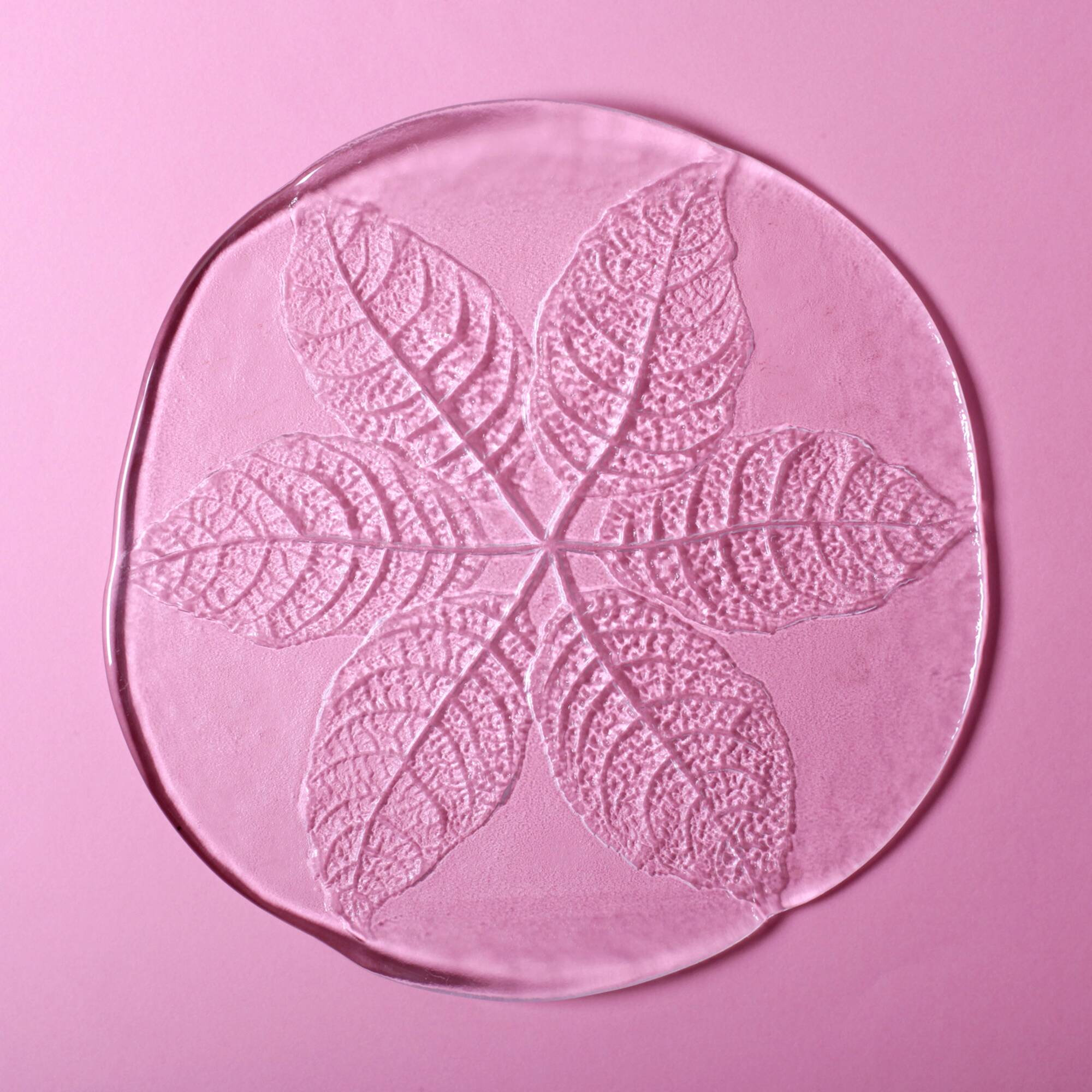 Large Kosta Boda Glass Cheese Platter: Vintage Leaf Design by Wärff / 1975