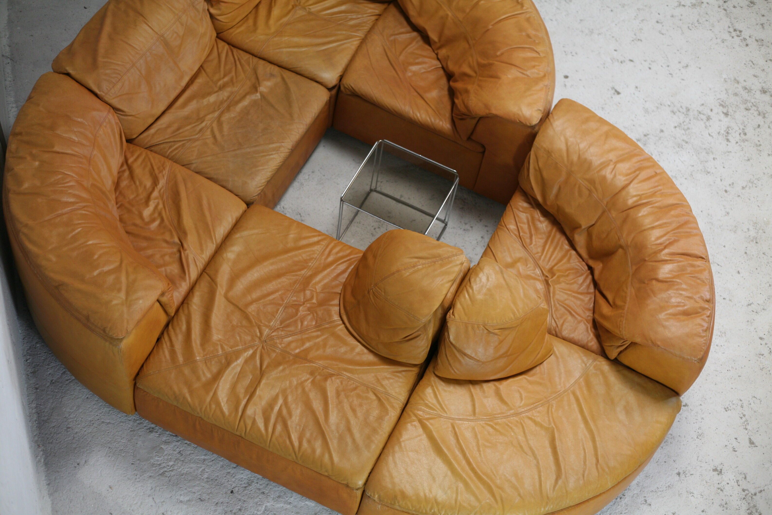 Leather modular sofa, 7 elements, 70s