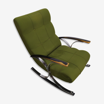 Rocking chair fauteuil a bascule chrome vert - vintage