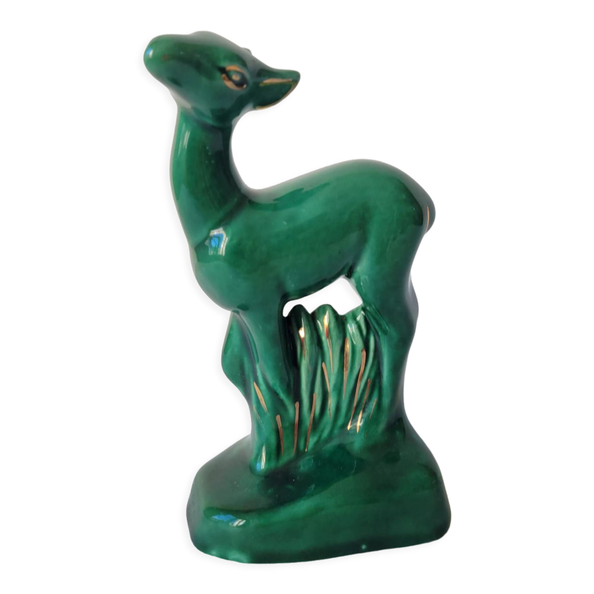 Figurine zoomorphe art déco faon vert