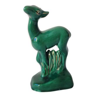 Figurine zoomorphe art déco faon vert