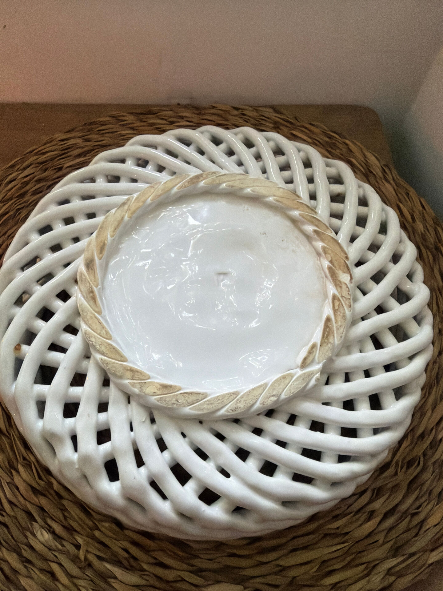 Old woven ceramic basket