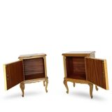 Tables de chevet italiennes en placage de noyer du milieu du siècle, années 1960.