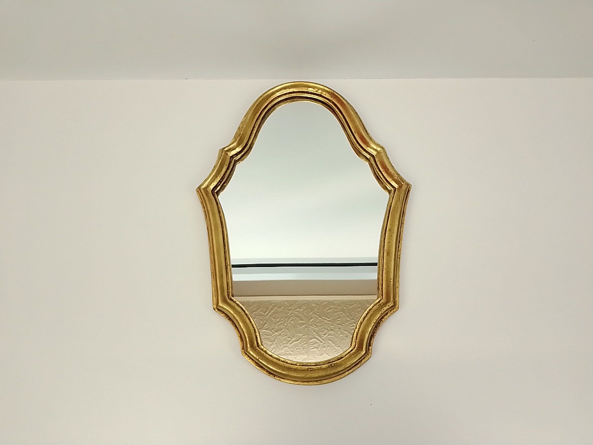 Wall mirror with gilded wooden frame 32 cm X 22 cm