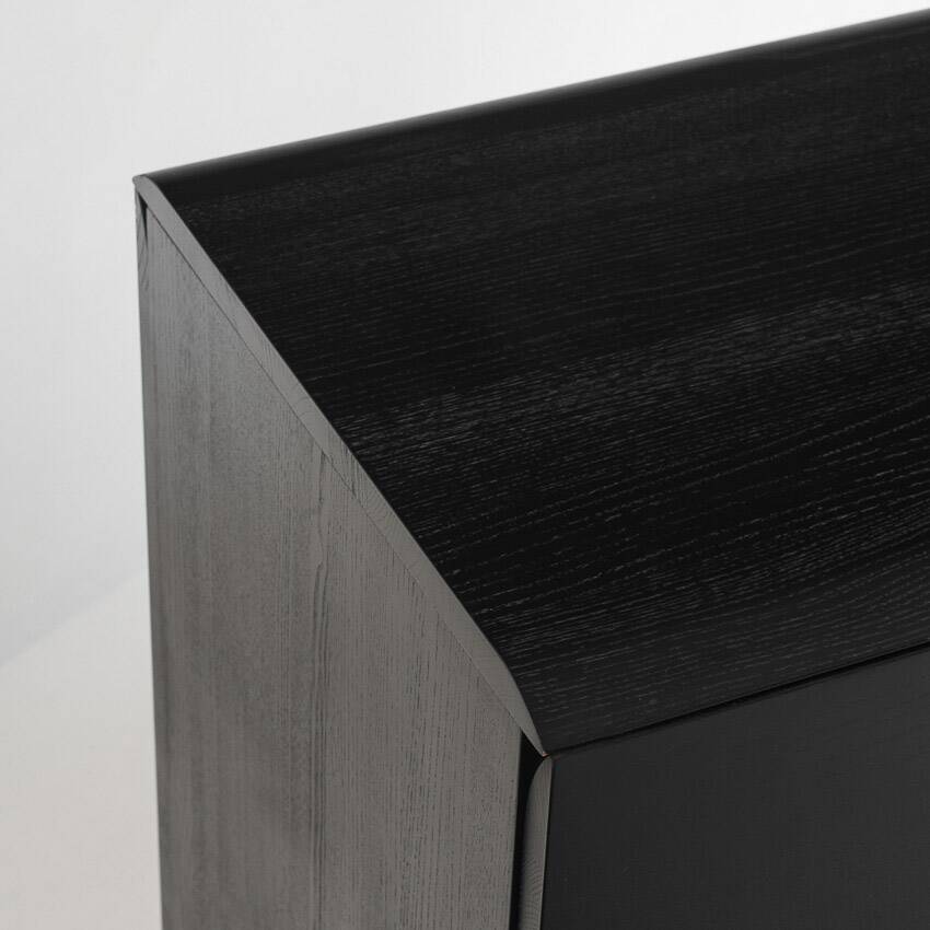 Vintage minimalist sideboard. Solid oak wood. Mid 90s.