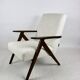 Vintage Ivory White Boucle Model B-310 Armchair, 1970s