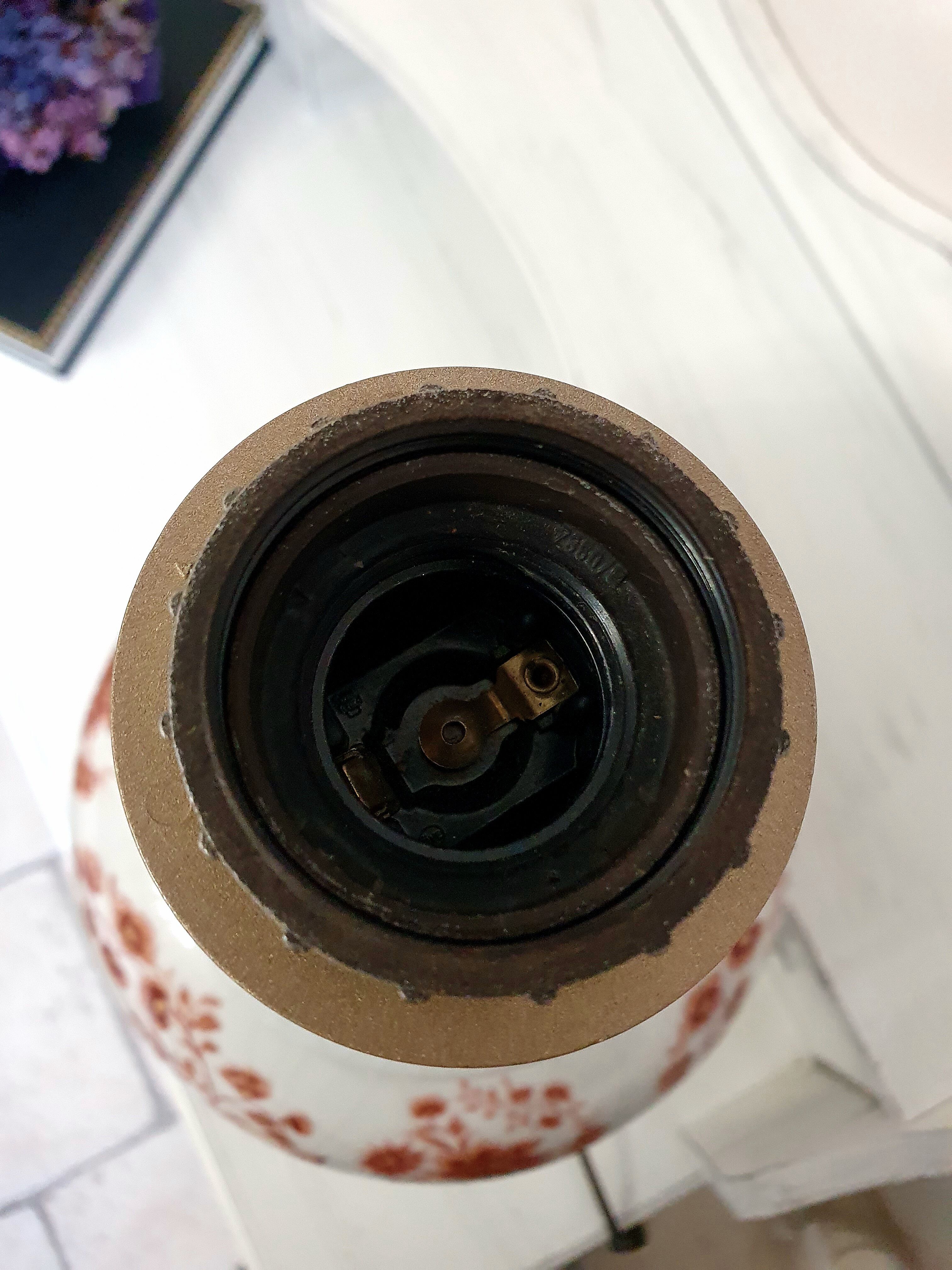 Pied de lampe décor fleuri vintage des années 60