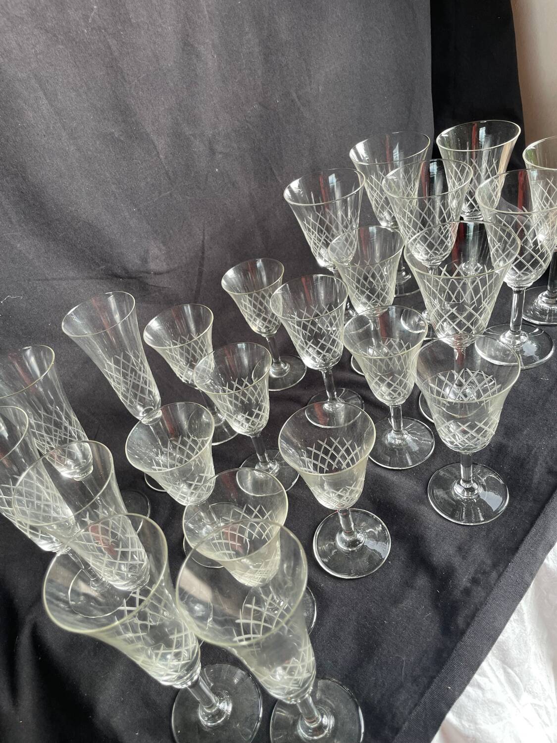Set of 37 crystal glasses from the 50s