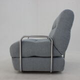 1970s convertible chrome armchair in bouclé ,czechoslovakia