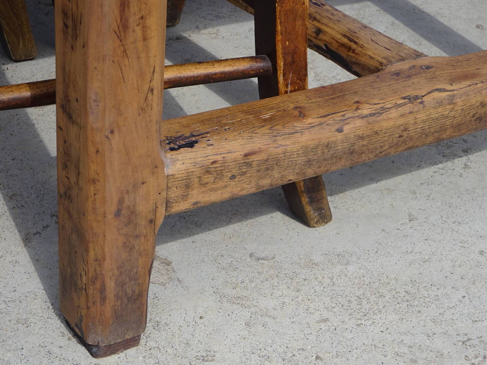 Restored antique farmhouse table, made entirely of solid oak.