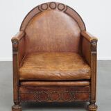 Sheepskin Leather Art Deco Design Armchair
