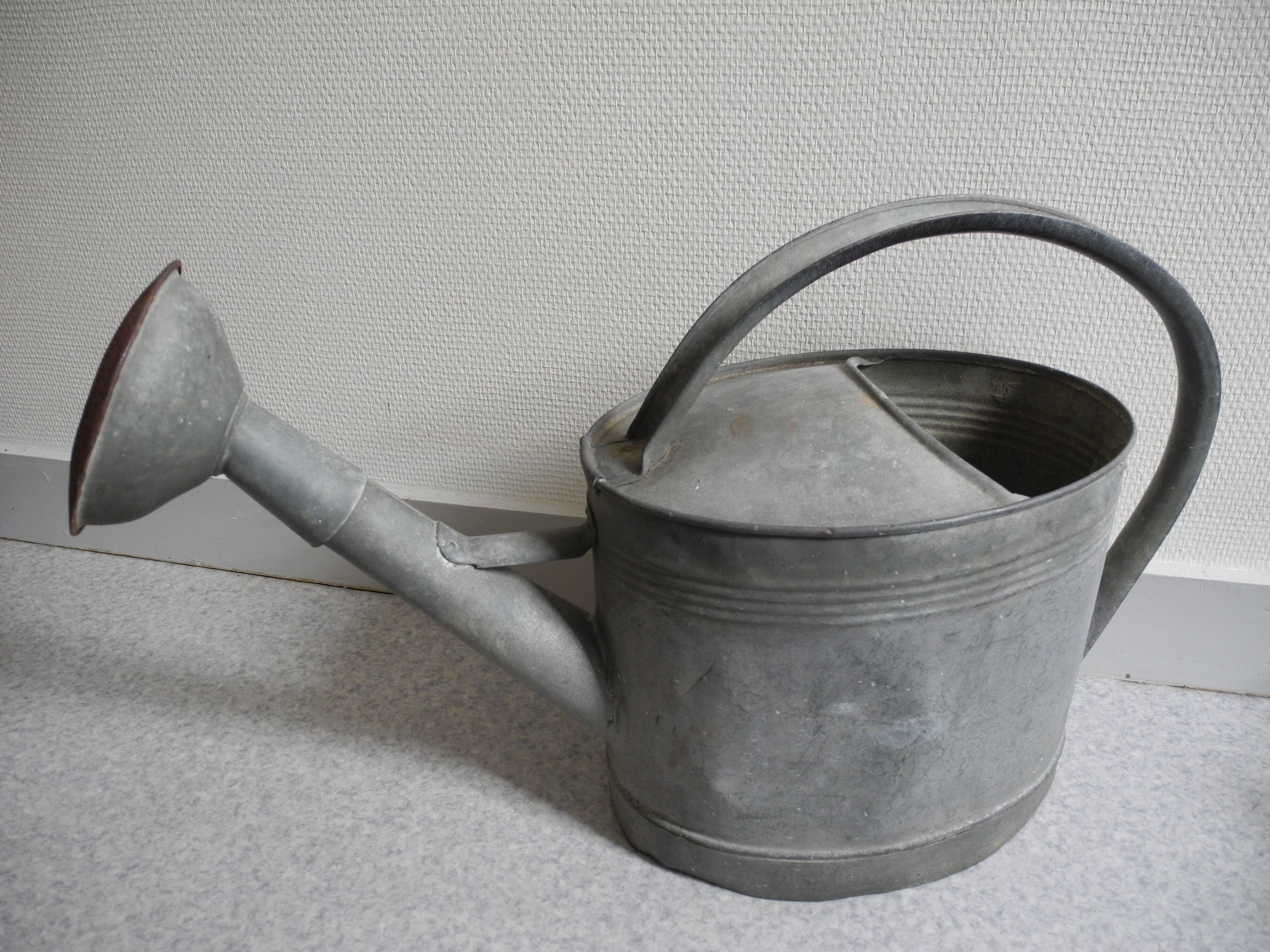 old zinc deco watering can