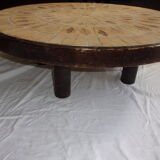 Coffee table round tile herbarium 1960