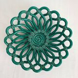 Vintage Vallauris green woven ceramic fruit bowl