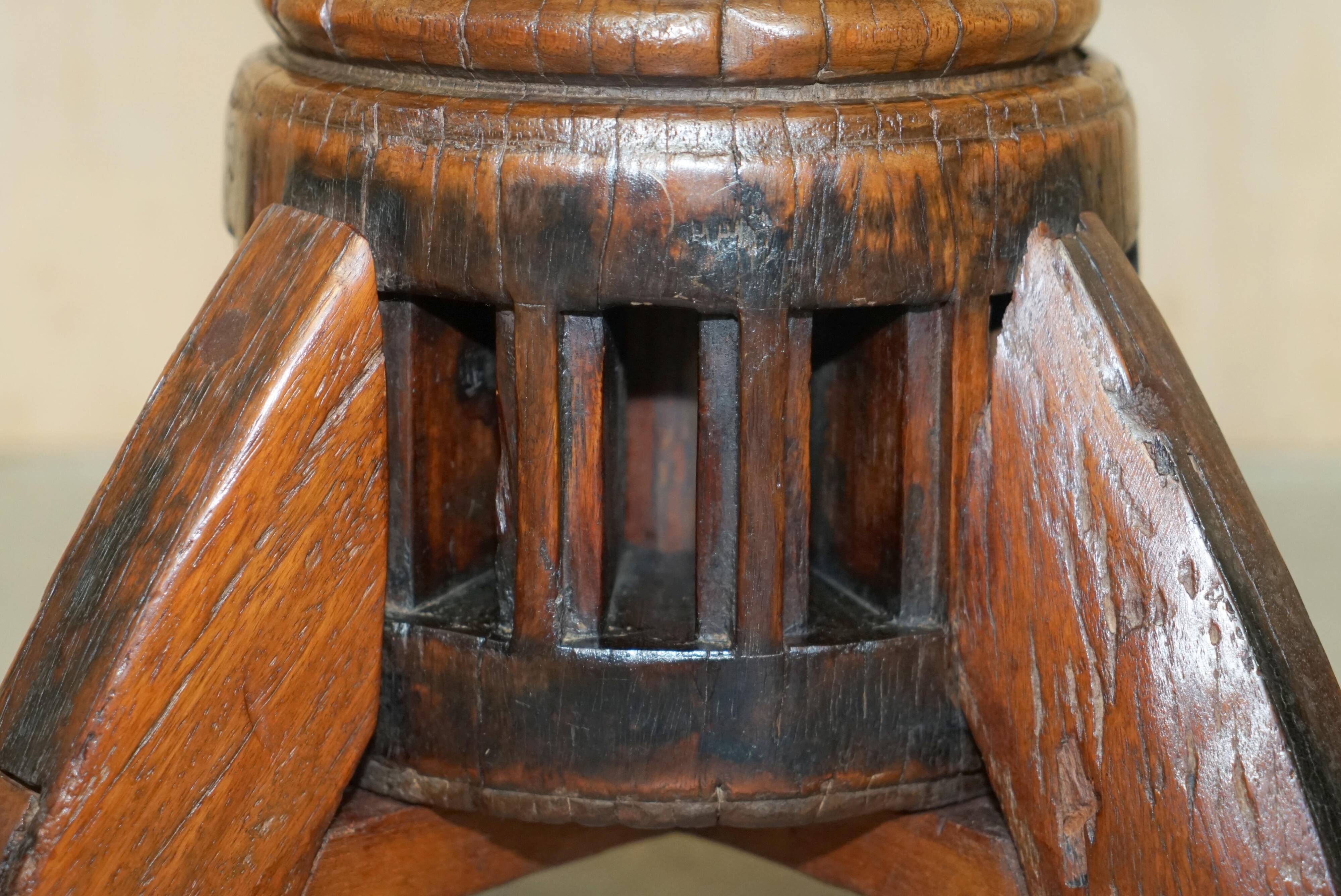 Antique captain's swivel chair on a draft horse wheel from around 1760.