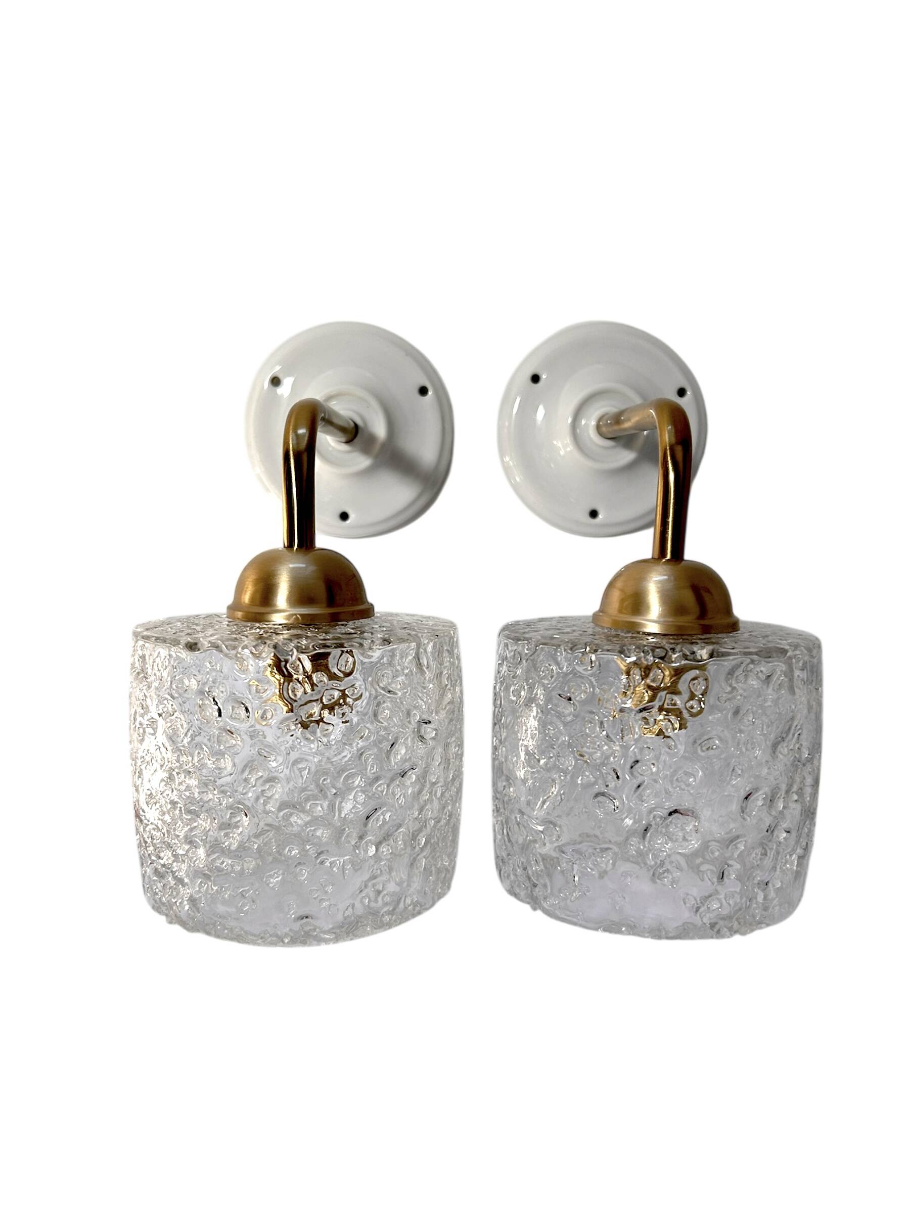 Pair of bubble glass wall lights