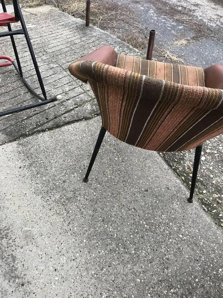 Mid-Century brown armchair in metal and upholstery fabric, VEB Waldheim 1960s