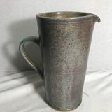 Enamelled ceramic pitcher, 70s, in blue gray