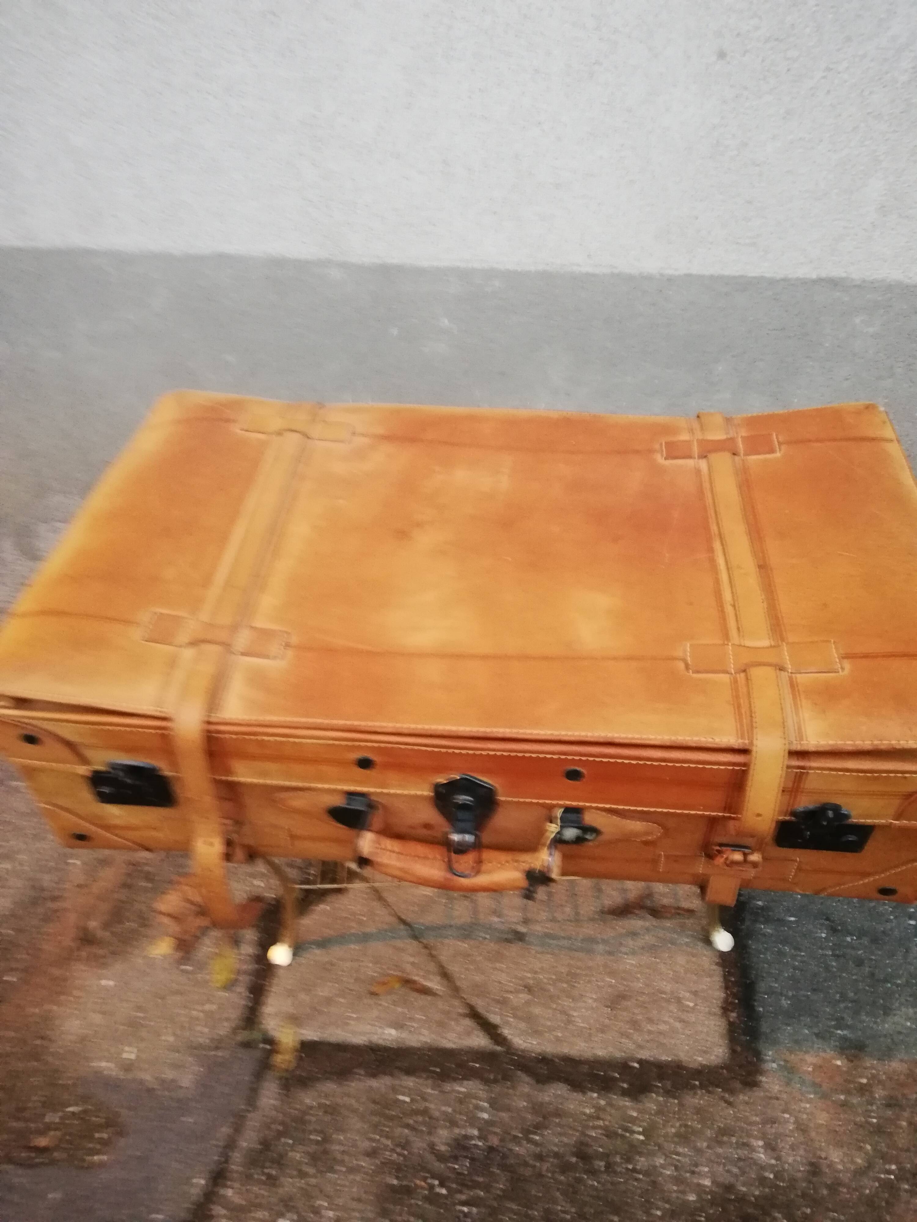 Antique leather suitcase