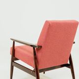 Mid-century modern armchair raspberry bouclé H. Lis