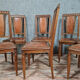 Series of 6 Art Deco period chairs in solid walnut with blonde patina