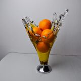 Vase sommerso par seguso en verre de murano jaune, italie, 1970