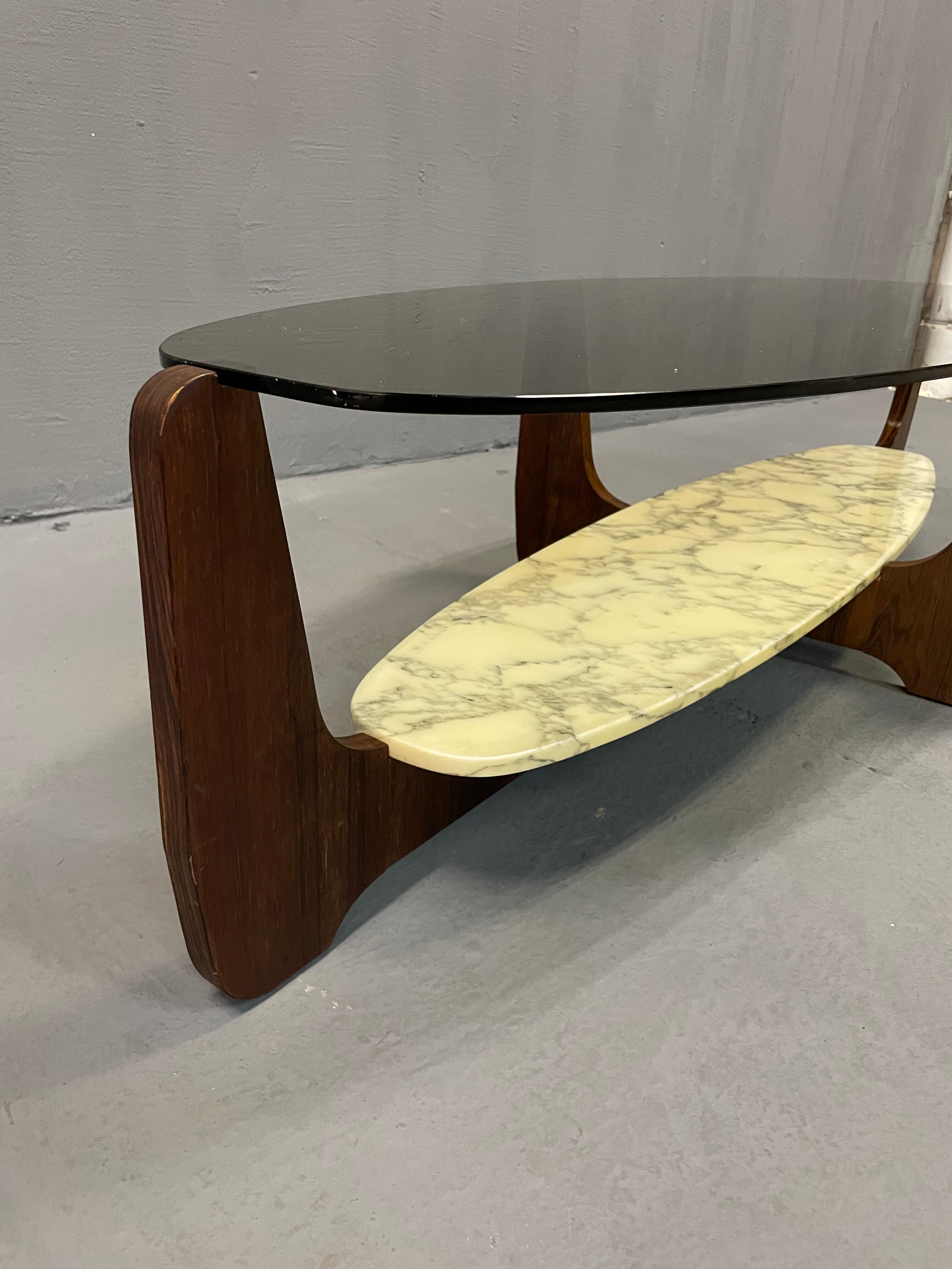Coffee table wood and marble Hugues Poignant