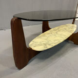 Coffee table wood and marble Hugues Poignant