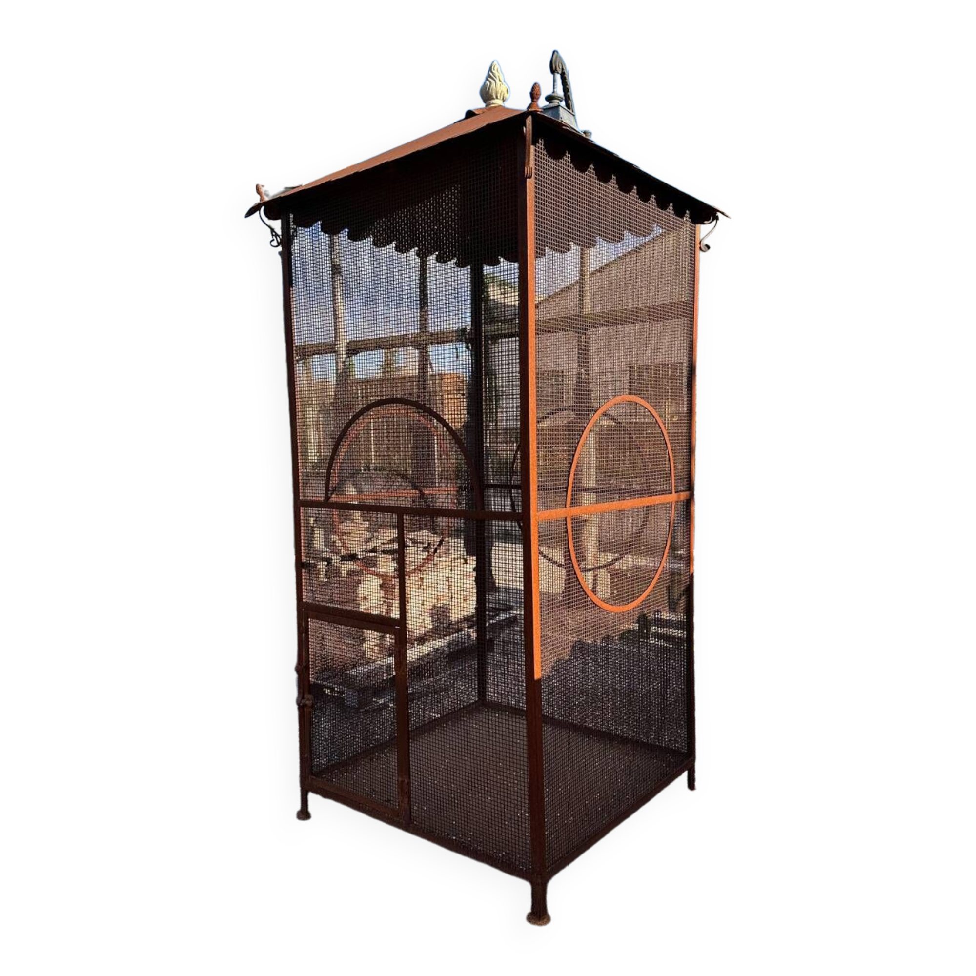 Handcrafted wrought iron aviary