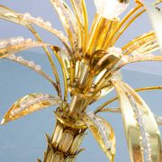 Exquisite Italian Golden Palm Tree Floor Lamp with 3 Sparkling Branches 70s