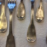 Silver metal housewife 6 spoons, 6 forks