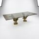 Vintage brass goose coffee table with smoked glass, 1970s.