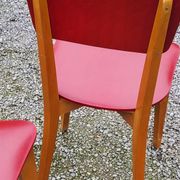 Set of 4 vintage chairs from the 50s in blond beech and red leatherette