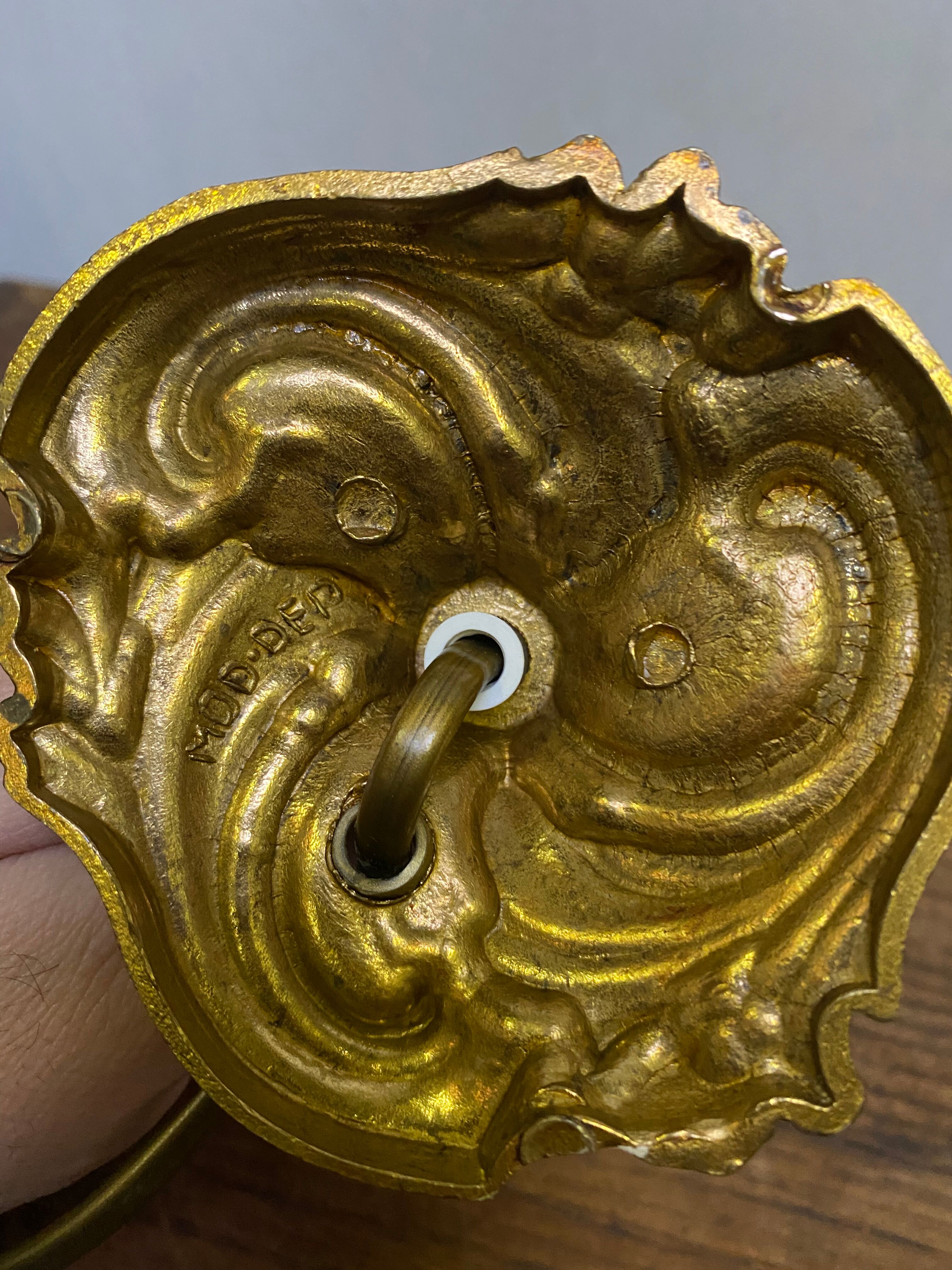 Louis XV style brass lamp foot floral motif and scrolls