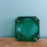 Emerald green glass ashtray, Arques crystal glassware.