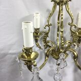 Lustre cage à  4 lumières bronze et cristal
