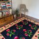 Tapis floral roumain tissé à la main en laine design bohème avec des fleurs 167x225cm
