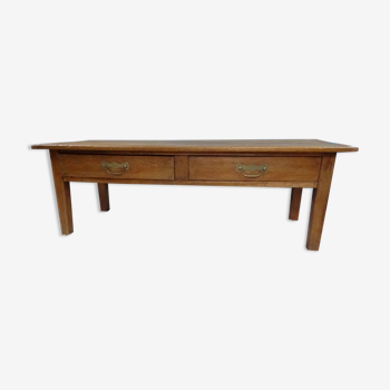 Solid wood coffee table 2 drawers 105 cm