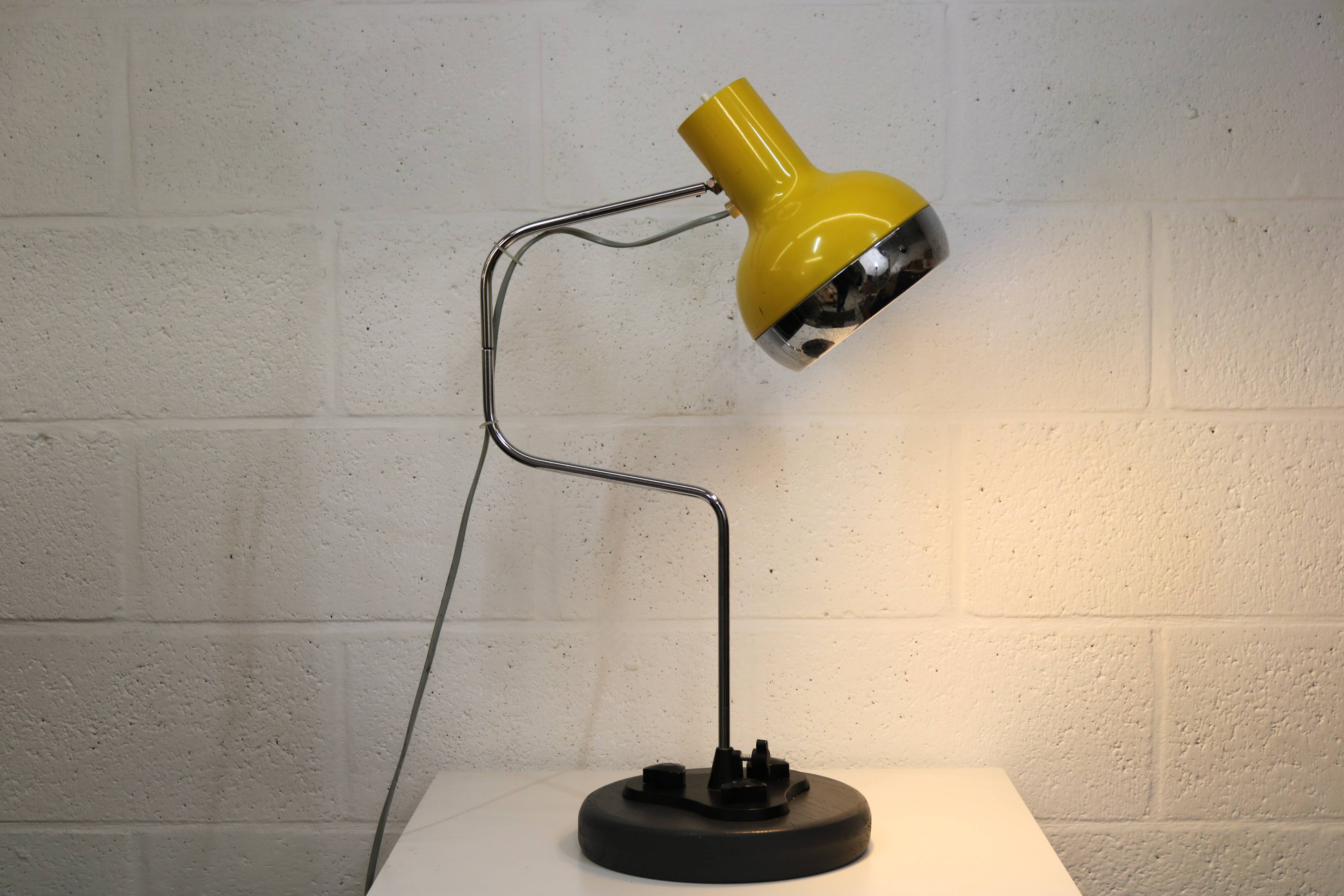 Vintage yellow table lamp by Josef Hůrka for Napako, Czechoslovakia 1970