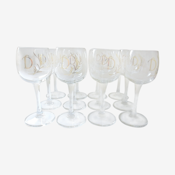 Suite of twelve white wine glasses in "D" crystal
