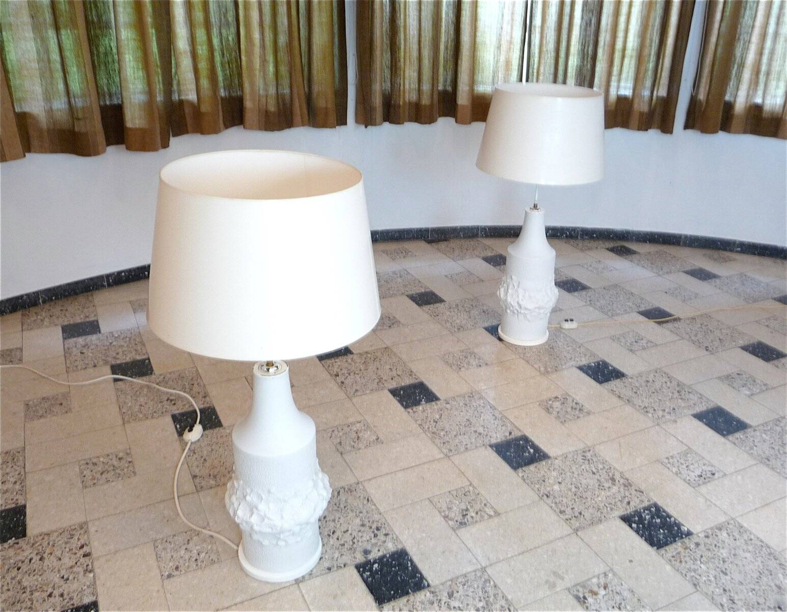 Large bisque porcelain table lamps from Kaiser, Germany 1960s, Set of 2