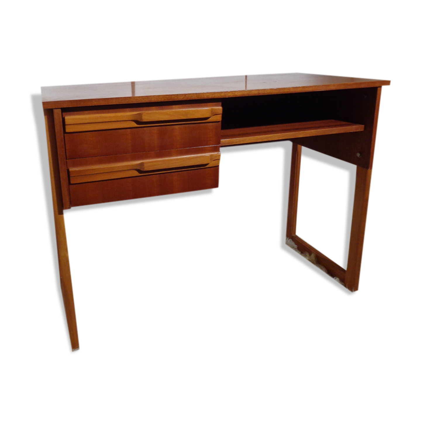Bureau vintage des années 50 pied traineau teck