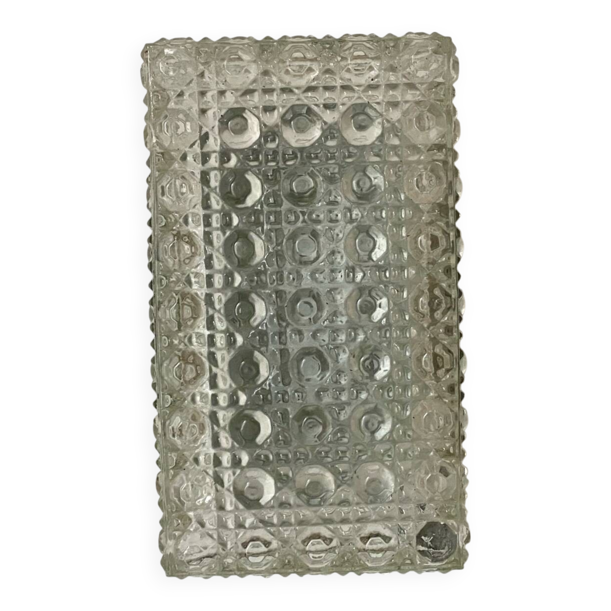 Rectangular moulded glass ceiling light