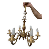 Lustre laiton à 6 branches style Louis XV