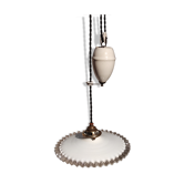 Ancienne suspension monte et baisse vintage française en opaline et porcelaine