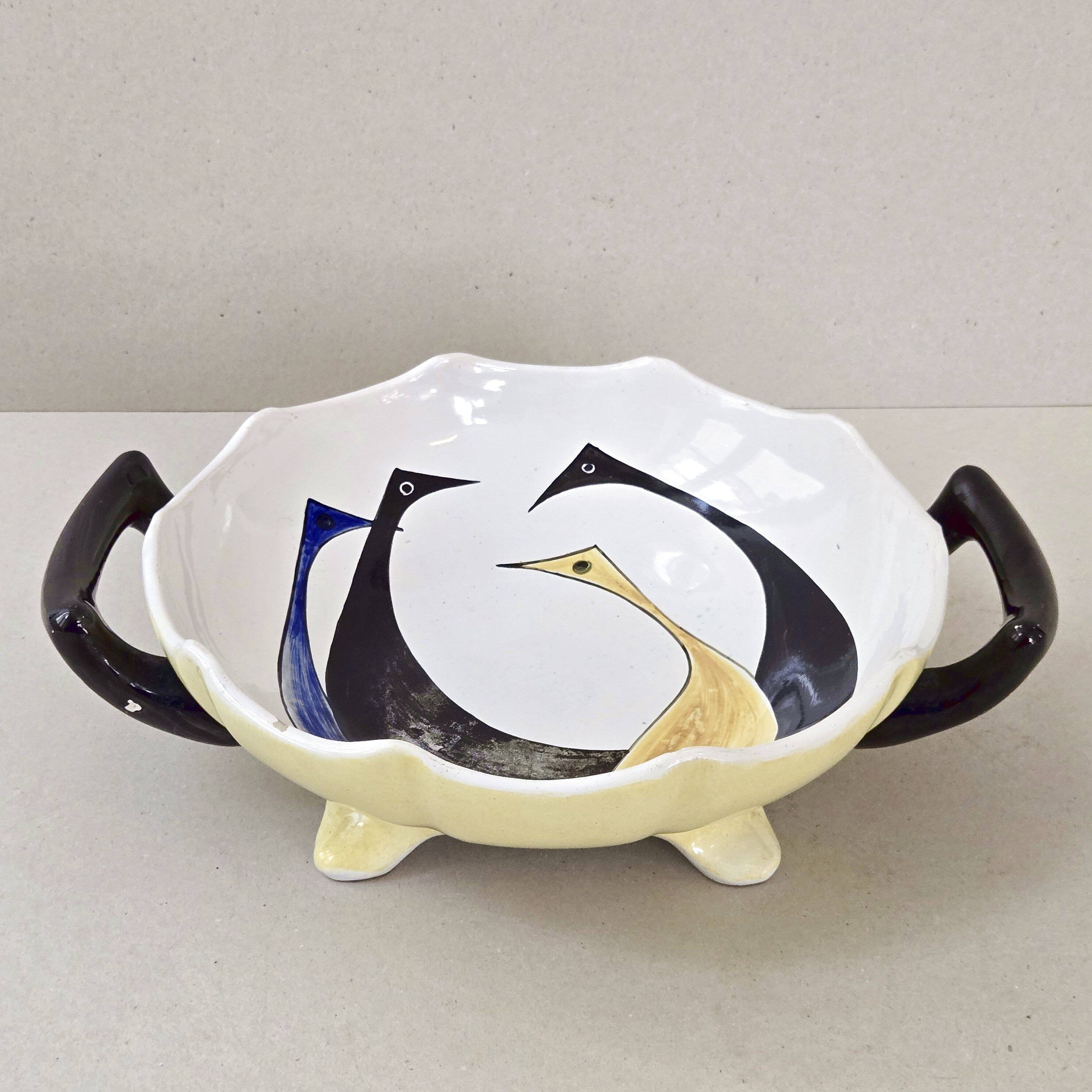 Vintage Saint-Clément flat bowl 1950