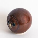 Glazed stoneware owl head, 1950s-60s