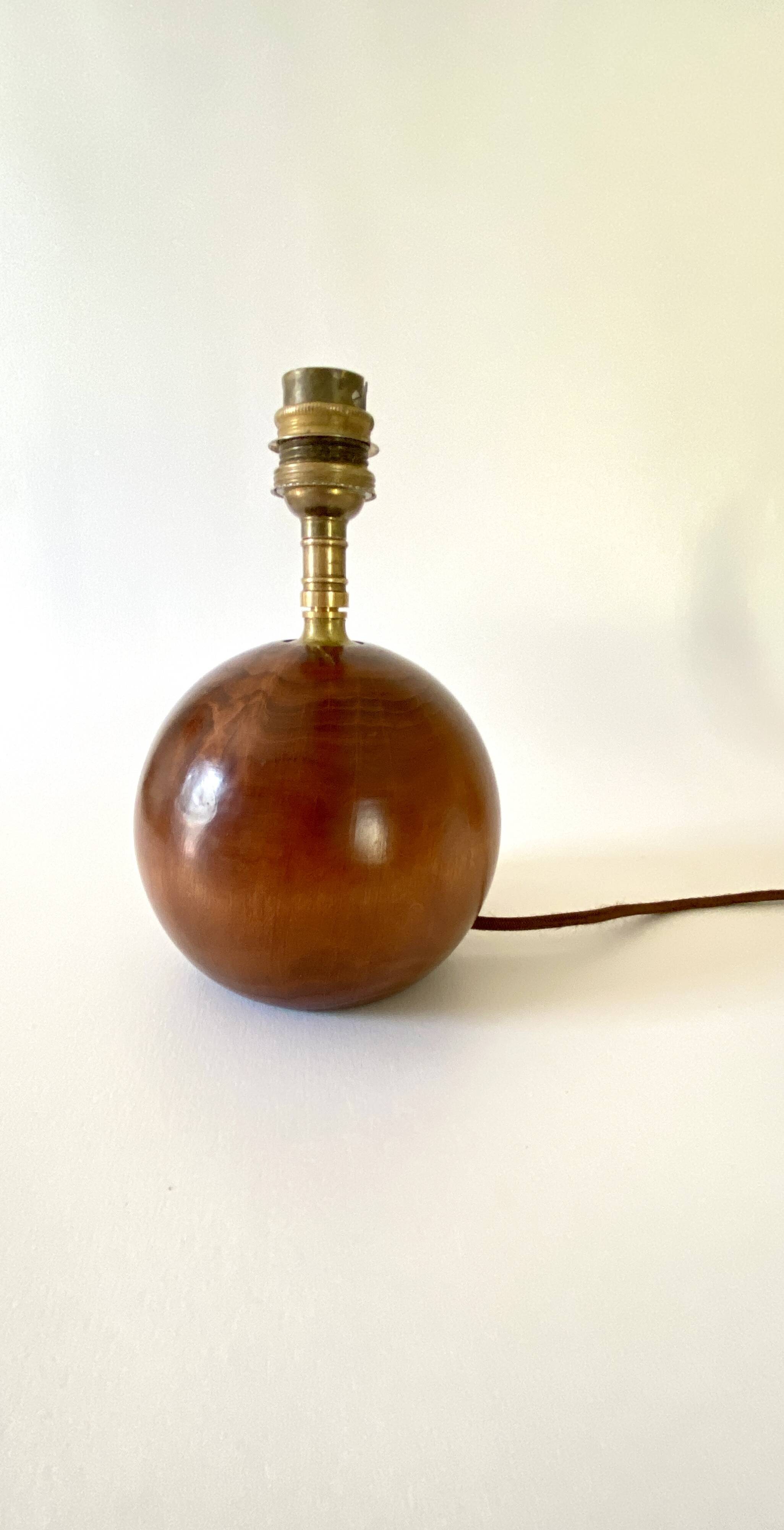 Wooden lamp, recent 2 M fabric cable, pagoda lampshade