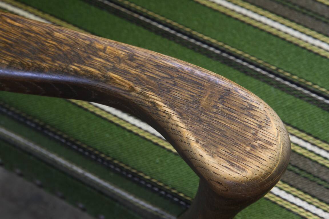 1960s vintage mid-century lounge chair, dark stained oak style of Viggo Boesen