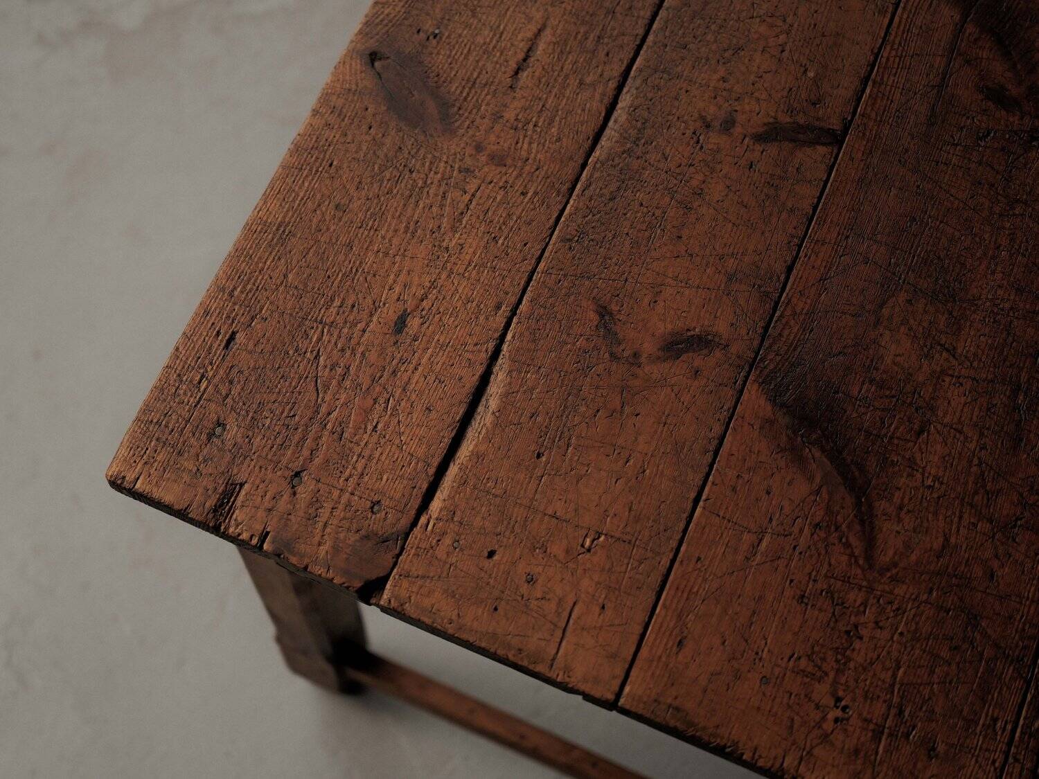 Large antique table in solid pine – France, around 1900